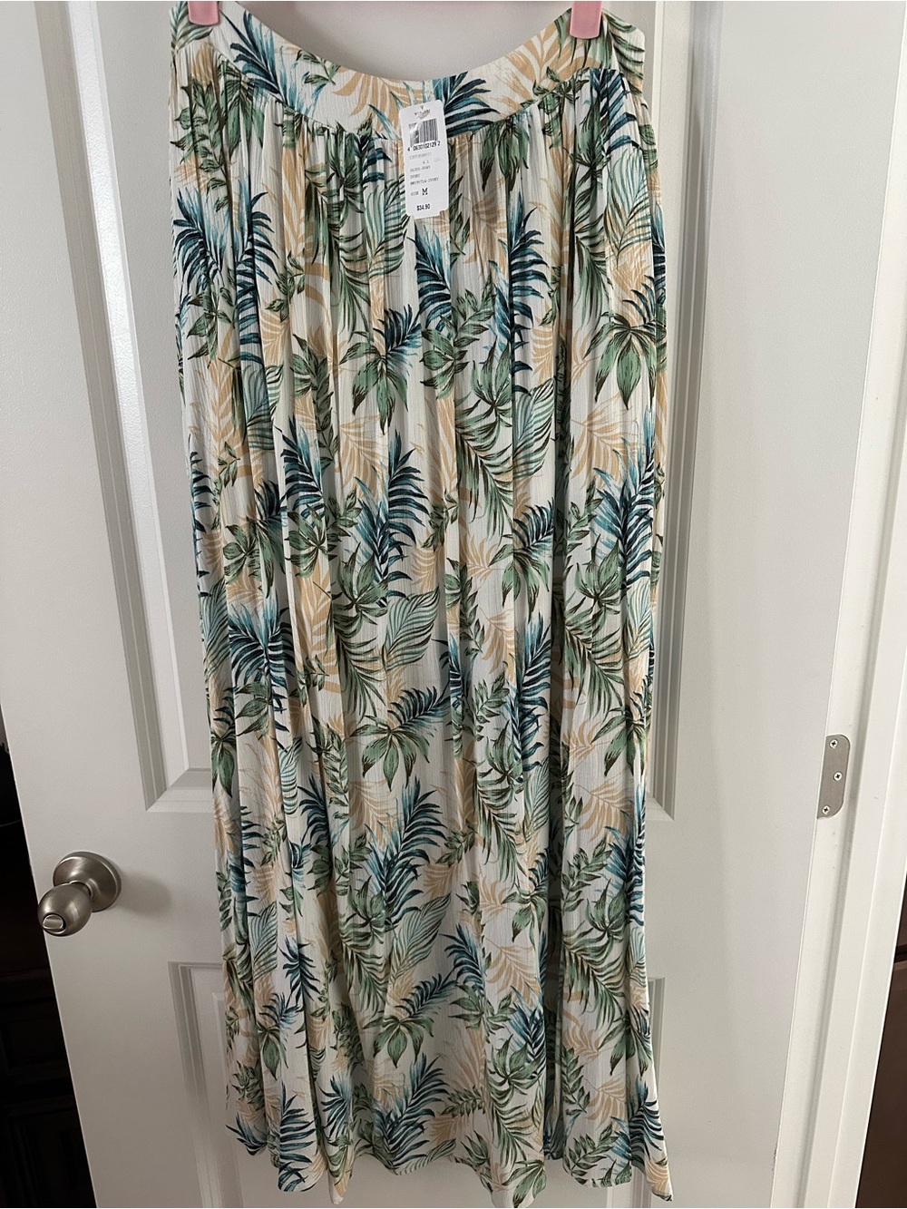 Windsor Palm Leaf Print Maxi Skirt - Cream, Green, Blue